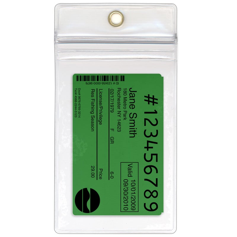 STORE SMART StoreSMART - 5 Pack - ID/Badge Holder - Zipper and Metal Grommet - Clear Plastic - Open Short Vertical - R3578ZIPS-5 - Image 2